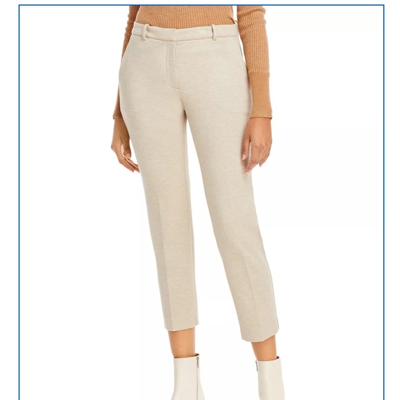 Theory Pants - THEORY Treeca 4K Double Knit Beige Stretch Ponte Ankle Crop Pants Size 2